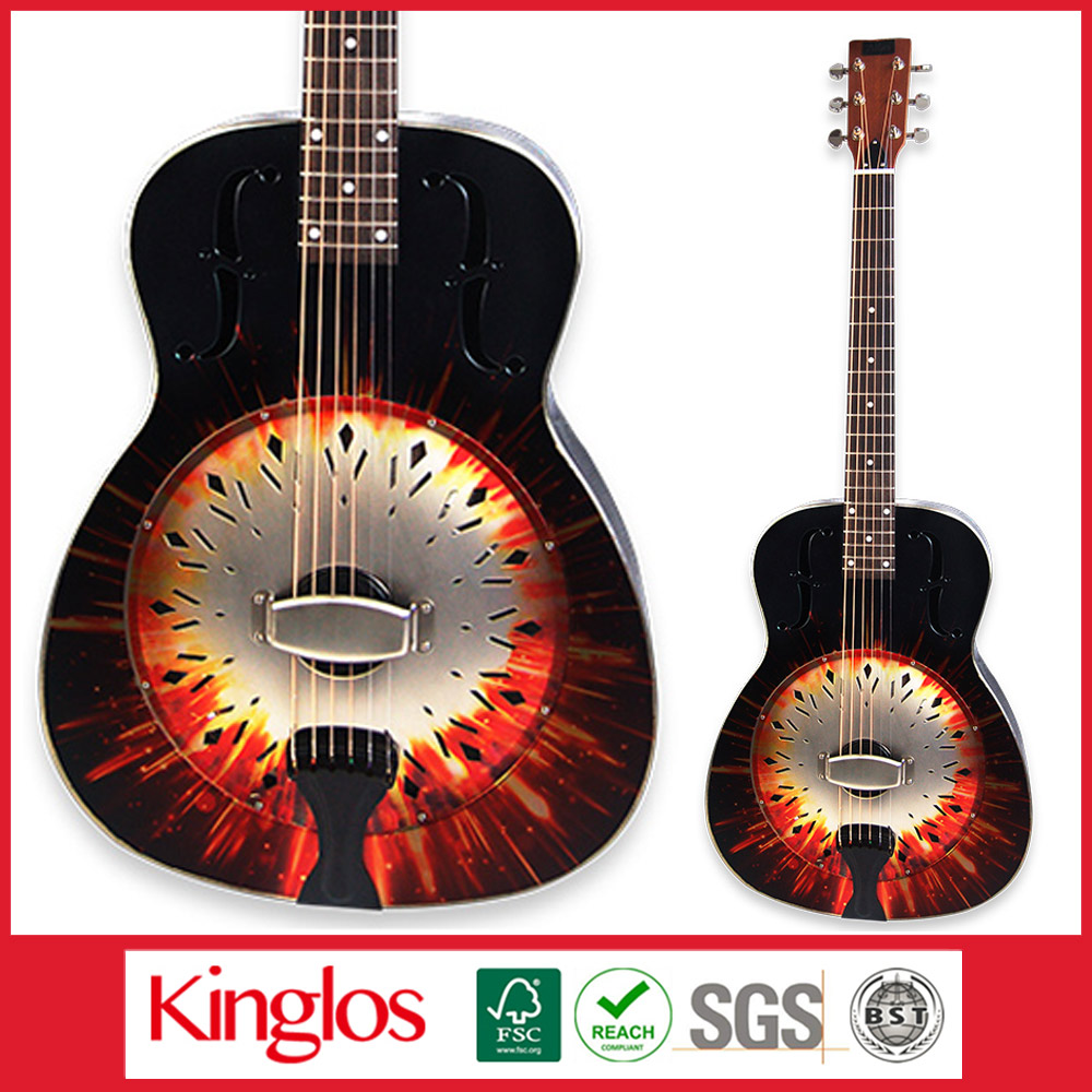 Kinglos brass resonator with good quality for sale gypsy jazz mini electric guitar